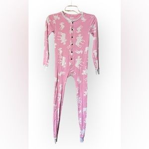 Lazy One PINK MOOSE FLAPJACK PAJAMAS SZ 10